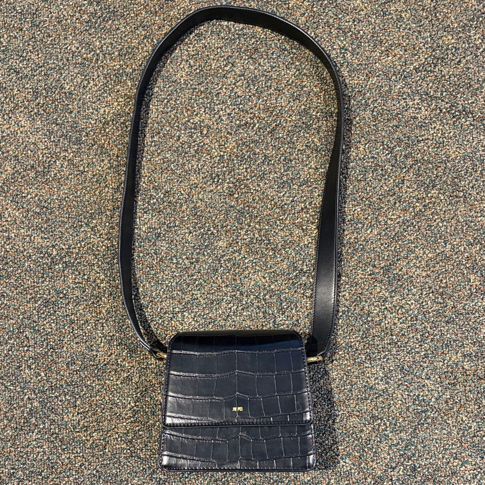 JW PEI Black Croc-Embossed Crossbody Bag